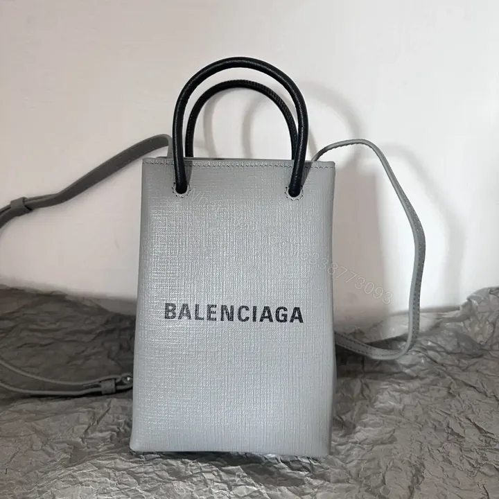 View 1 of 高仿Balenciaga迷你Tote包系列小牛皮灰色