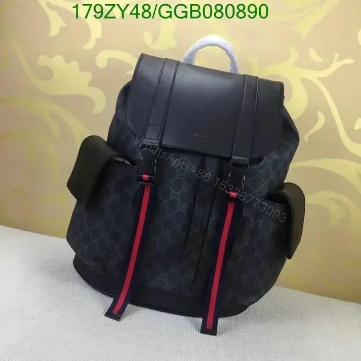 View 1 of Gucci GG Supreme Black Canvas & Leather Backpack GGB0808905 1:1