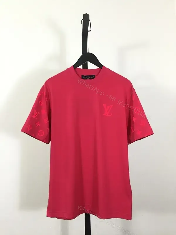 View 1 of Pink Monogram-Accent Cotton Tee: Luxe Streetwear, All-Day Comfort