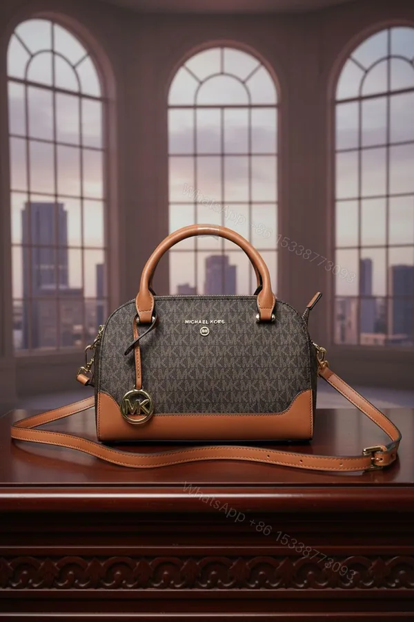 View 1 of Michael Kors Dome Medium Handbag Brown First Copy | AAA+ Replica