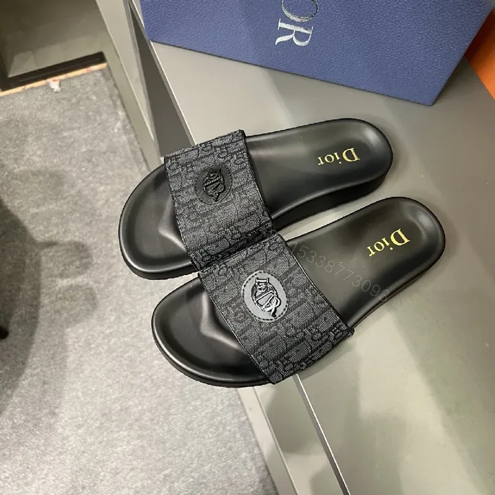 View 1 of Monogram Texture Black Slide: Everyday Luxury Footwear