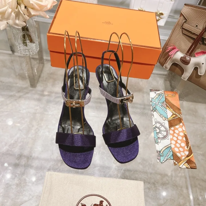 View 1 of 高仿Hermes*H232134ZFG露趾細踭涼鞋紫色9.5CM免檢版