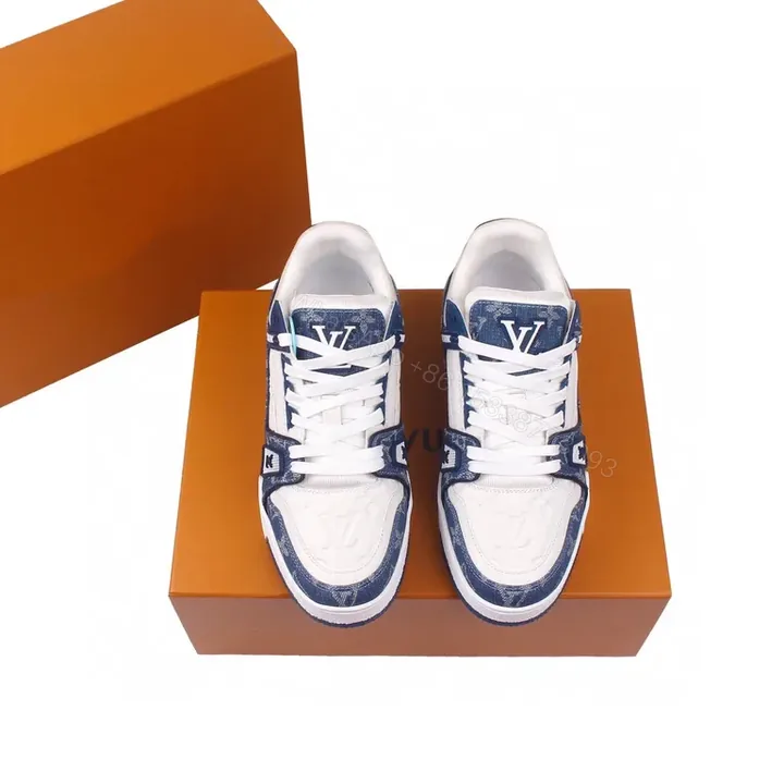 View 1 of Denim Monogram Luxe High-Top Sneakers with LV Accents