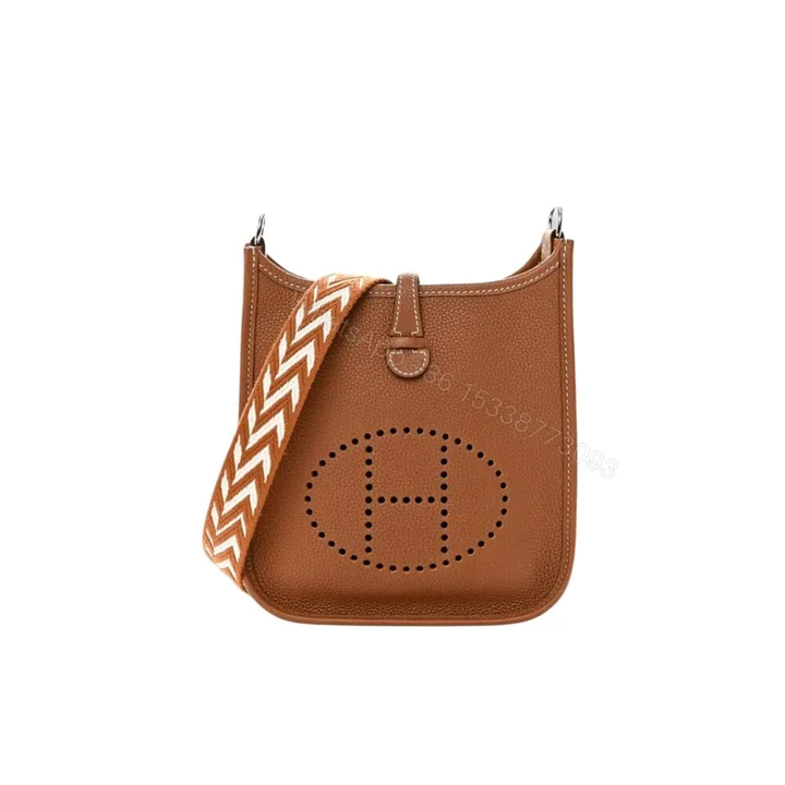View 1 of Hermes Mini Evelyne Bag Dark Brown 17cm