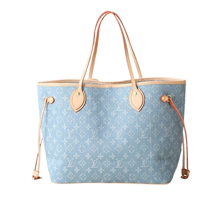 View 1 of Louis Vuitton Neverfull MM Bag Monogram Denim Blue 31Cm