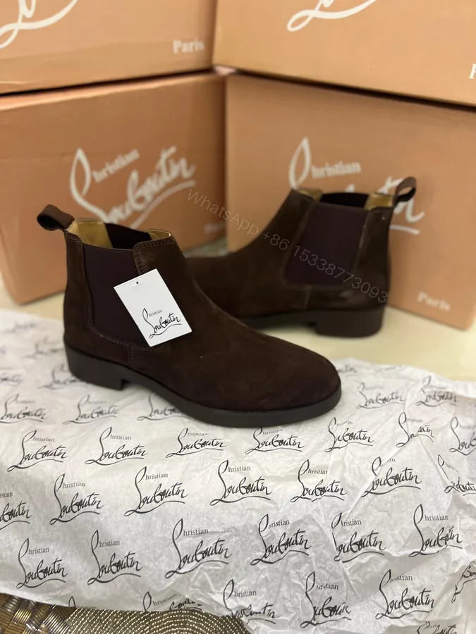 View 1 of First Copy Louboutin Suede Boots for Men