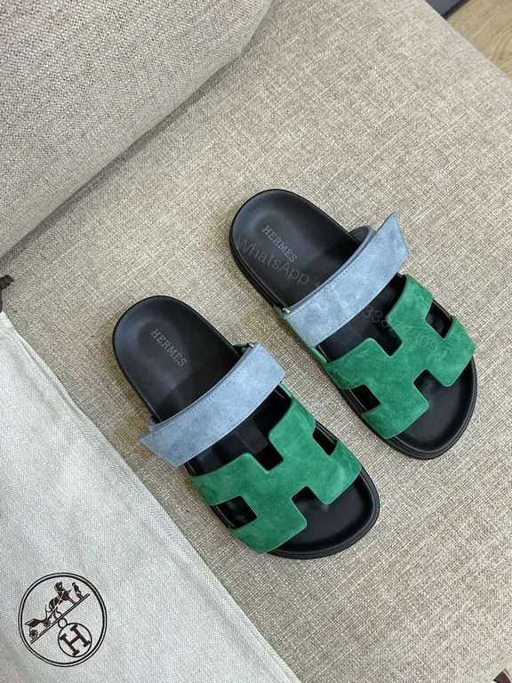 View 1 of Green & Blue Hermes-Style Sandals: Luxury Sneakers-Inspired Comfort
