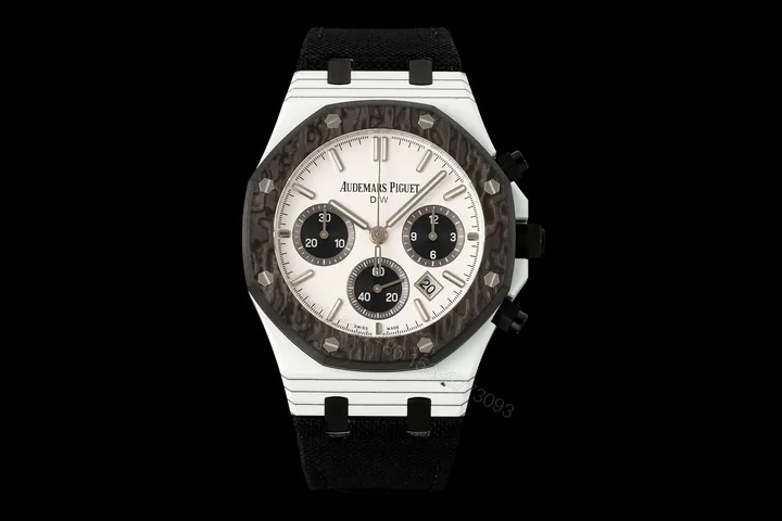 View 1 of Audemars Piguet Replica Royal Oak Chronograph 42MM Premium Carbon Bezel Black Strap Edition RG-AP-RO-BLACK-42
