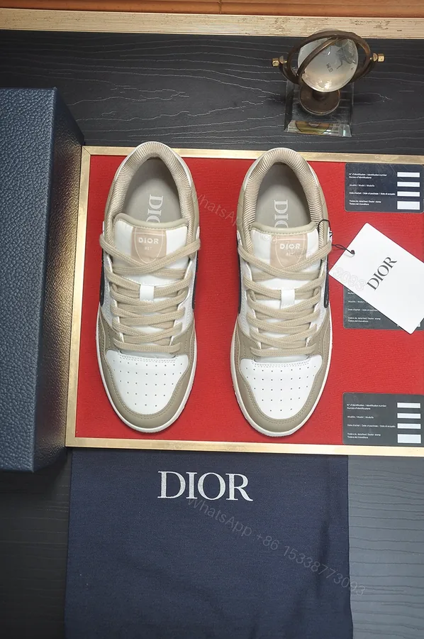 View 1 of Dior B57 low-top sneakers in beige and white smooth calfskin
