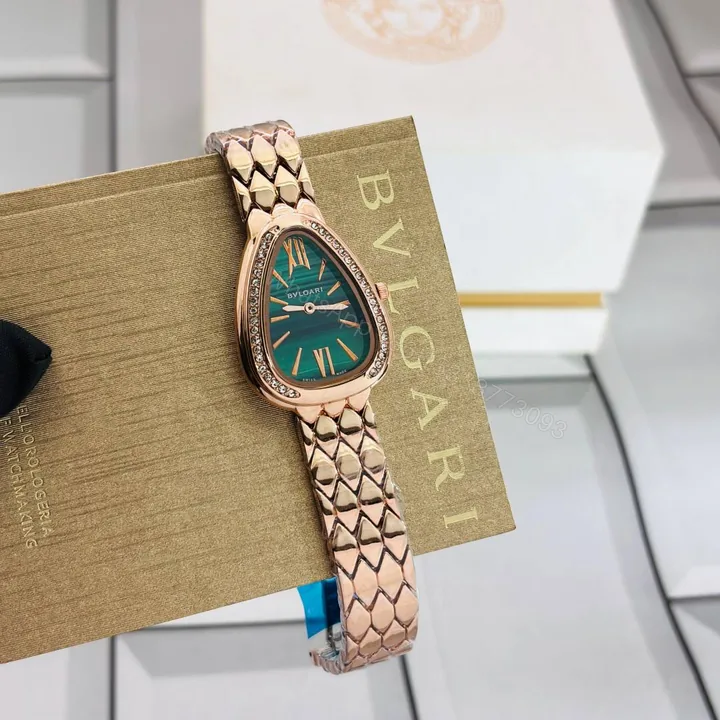 View 1 of First Copy Bvlgari Serpenti Rose Gold Green Dial Women’s Analog Watch