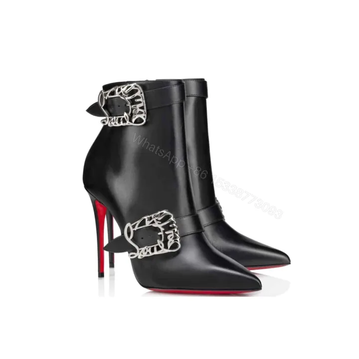 View 1 of CHRISTIAN LOUBOUTIN GIDDYLINA 100 LEATHER ANKLE BOOTS BLACK P00992472