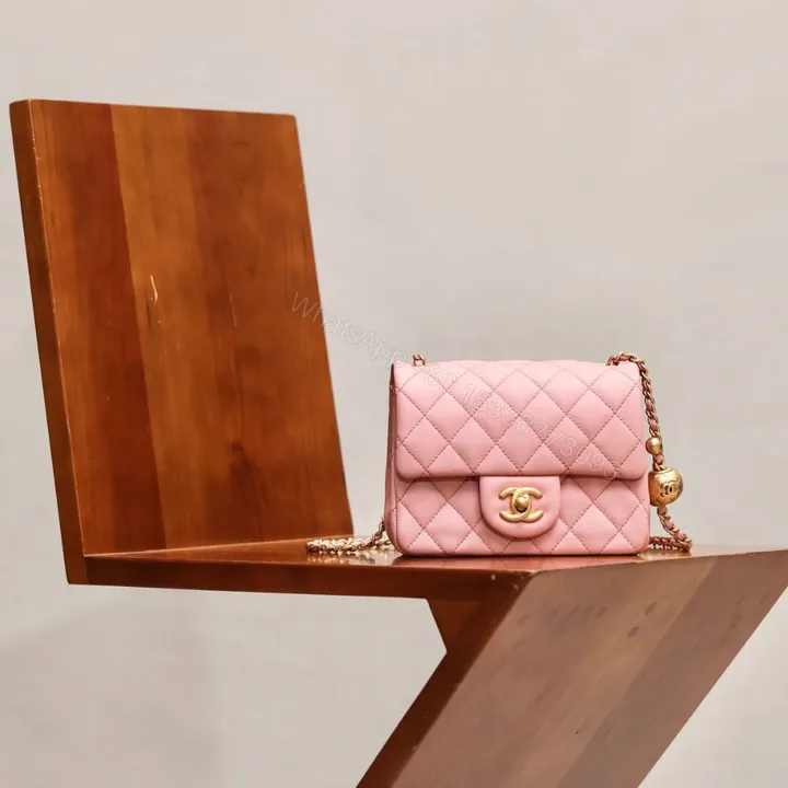 View 1 of Chanel Classic Woman’s 11 Handbag Pink With Bag Handle Bell 18cm