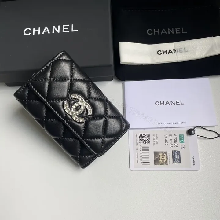 View 1 of Chanel-Inspired Quilted Cardholder Wallet: Compact Luxury
