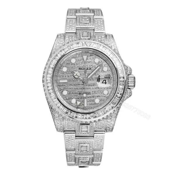 View 1 of Rolex GMT-Master II 116710 Super Clone: Full Diamond Iced-Out 40mm