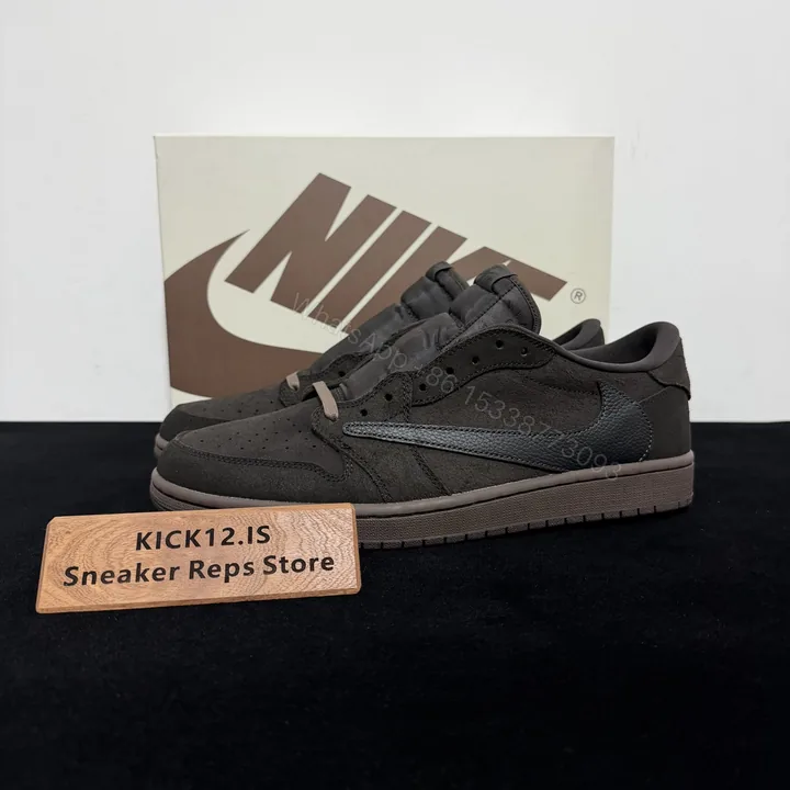 View 1 of Travis Scott x Air Jordan 1 Low Og Velvet Brown Reps