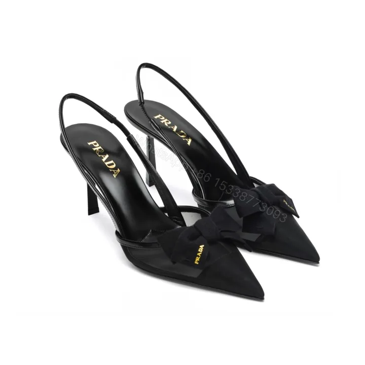 View 1 of Prada Mesh Fabric Slingback Pumps In Black