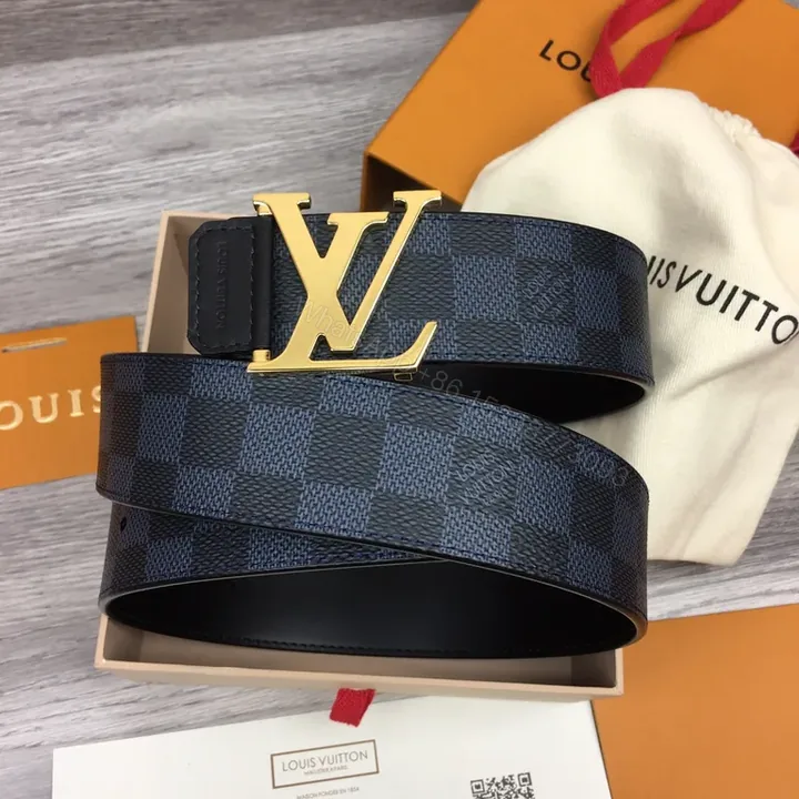 View 1 of Damier Graphite Belt: Luxury Coated Canvas with Gold Buckle Belt
