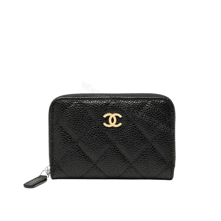 View 1 of Chanel Classic Zipped Coin Purse Wallet Gold Tone Metal Black 11Cm AP0216 Y01588 C3906