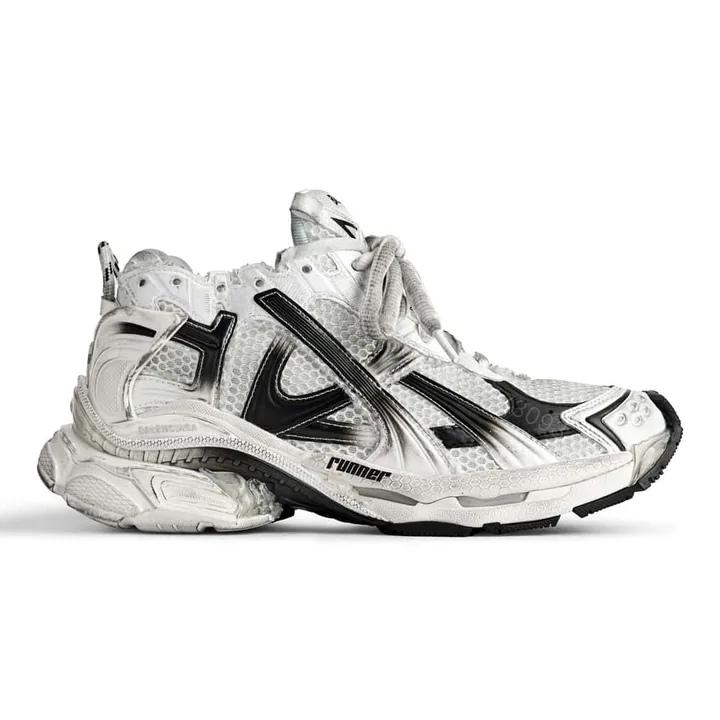 View 1 of BALENCIAGA RUNNER GRADIENT SNEAKER IN WHITE AND BLACK POLYURETHANE AND POLYESTER – BB265