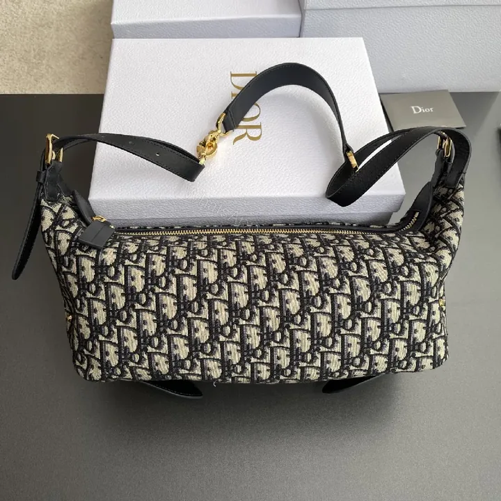 View 1 of Monogram Jacquard Shoulder Bag: Luxe Structured Style