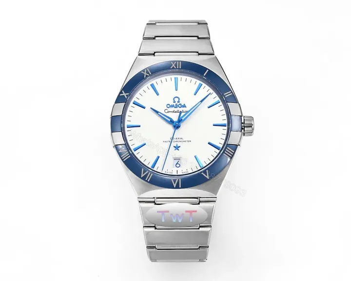 View 1 of Omega Constellation Star Series 5th Generation Ceramic Bezel Watch 41MM Silver with Blue Dial