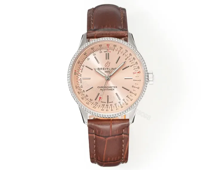 View 1 of Breitling Women’s Navitimer Automatic Watch – Copper Dial, Brown Leather Strap
