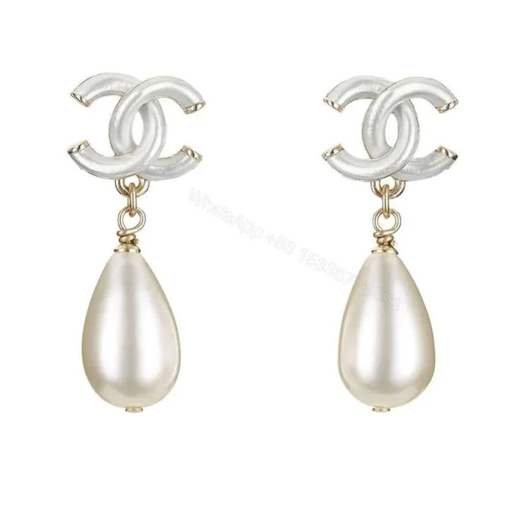 View 1 of Chanel CC Pearl Drop Earrings A98327