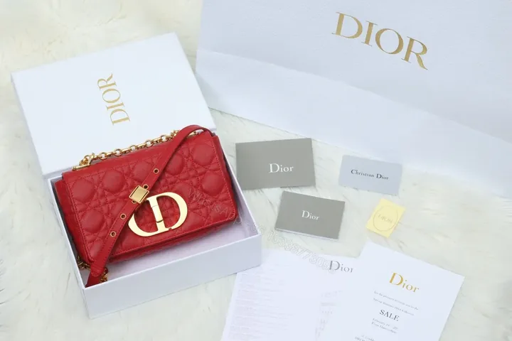 View 1 of Vibrant Red Quilted Leather Shoulder Bag, Gold Hardware, Luxe Clutch-Style