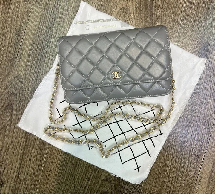 View 1 of Chanel Classic Ladies Wallet with Chain In Grey