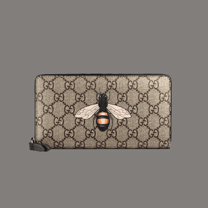 View 1 of GUCCI BEE PRINT GG SUPREME ZIP AROUND WALLET