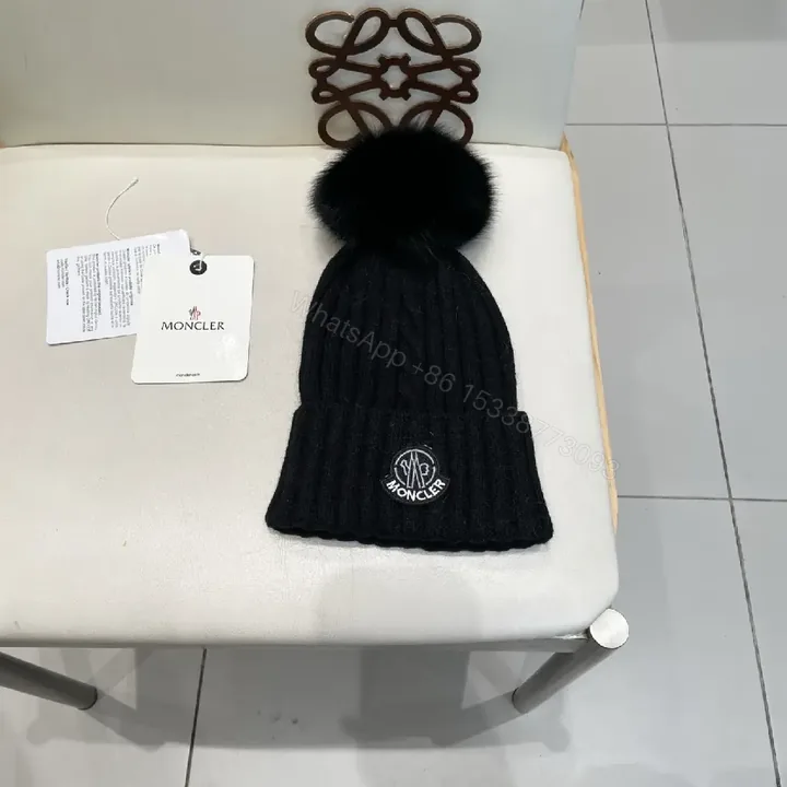 View 1 of Lux Knit Beanie with Fur Pom – Warmth & Luxe Streetwear