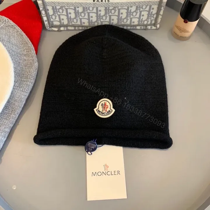 View 1 of Moncler Black Wool-Blend Knit Beanie - Minimal Luxury
