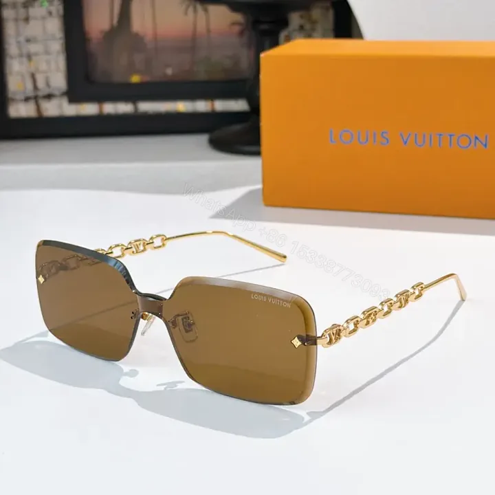 View 1 of Geometric Luxe Sunglasses with Chain Detail - Shield Lenses