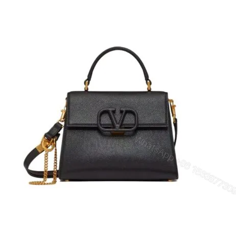 View 1 of VALENTINO GARAVANI SMALL VSLING GRAINY CALFSKIN HANDBAG BLACK 25CM 3W2B0F53KGW R82