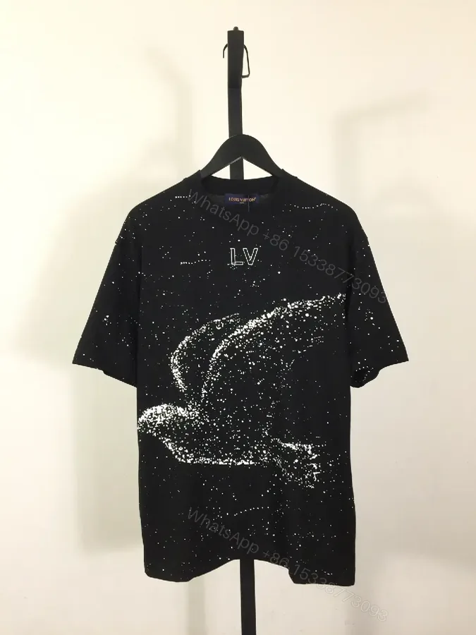 View 1 of Graphite Galaxy Tee: Luxury Speckle Print with LV Monogram T-Shirt