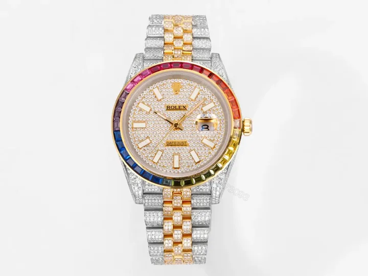 View 1 of Stunning rainbow bezel datejust replica 36MM Pavé Diamond Edition RG-DJ36-RAINBOW-BEZEL-PAVE