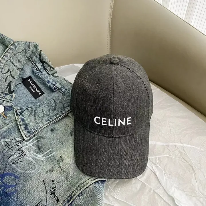 View 1 of Charcoal Denim Cap: Clean CELINE Embroidery, Premium Casual
