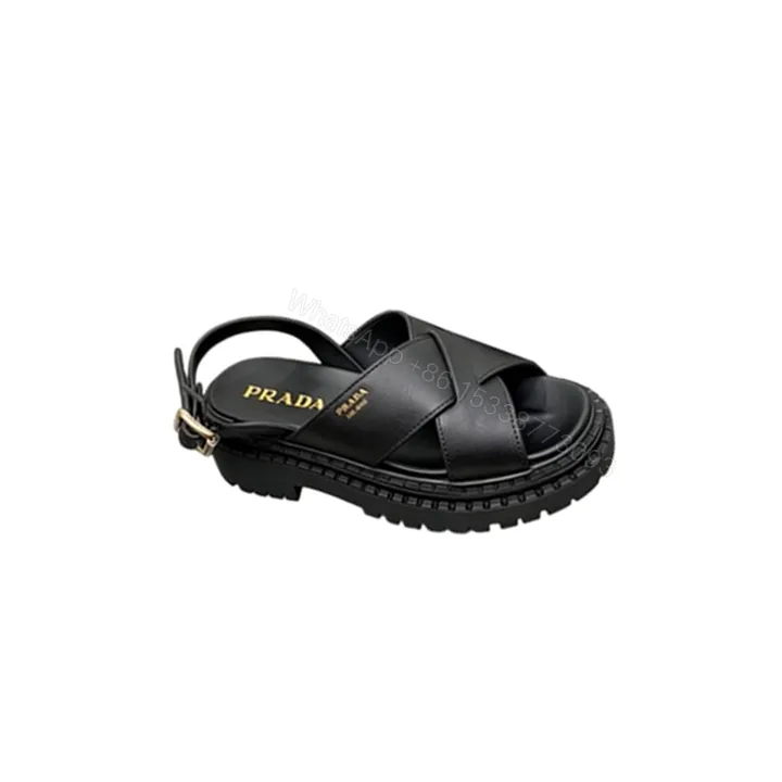 View 1 of PRADA Crisscross Leather Sandals 914970