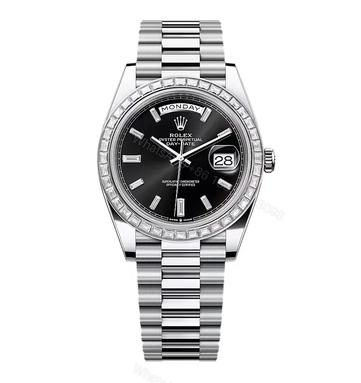 View 1 of Superclone Rolex Day-Date Bright Black Diamond Dial 228396tbr-0012 40 mm