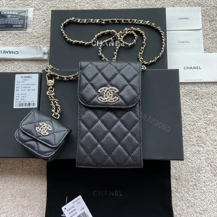 View 1 of Compact Quilted Wallet Bag with Chain Strap