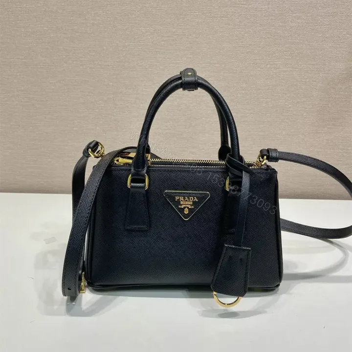 View 1 of 高仿Prada*Galleria系列1BA916紋理牛皮單肩包黑色Mini免檢版