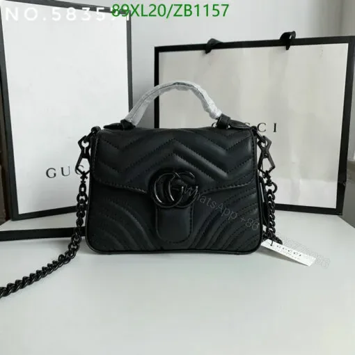 View 1 of Replica Gucci GG Marmont Top Handle Black Bag RGT9425