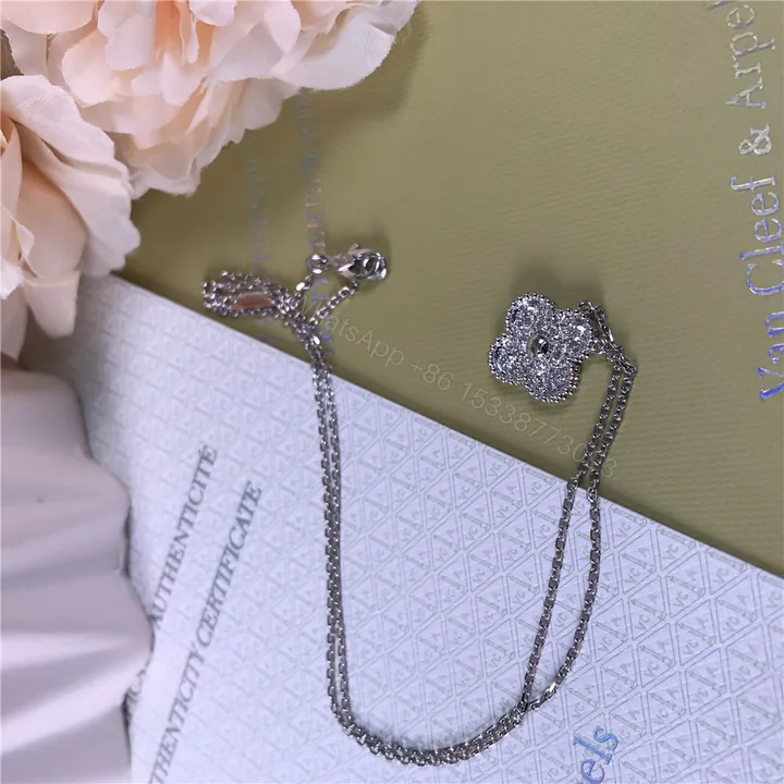 View 1 of VCA Vintage Alhambra Pendant Necklace Diamond White Gold VCARA46100