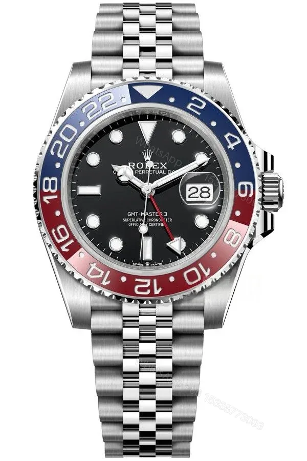 View 1 of Rolex Super Clone Watches 1:1 Pepsi GMT-Master II 126710BLRO Jubilee 3285 Movement V3