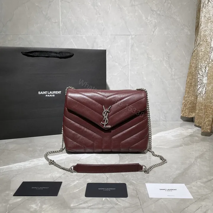 View 1 of YSSL Loulou Small Chain Bag In Matelassé “Y” Burgundy