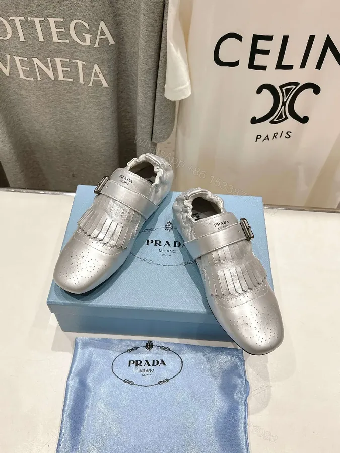 View 1 of Shimmer Fringe Derby Shoes: Metallic Leather, All-Day Comfort