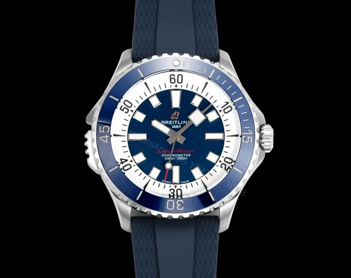 View 1 of Breitling Superocean Blue Replica 46MM Premium Blue Rubber Strap Diver Edition BT-SO-BLU-RBR-46