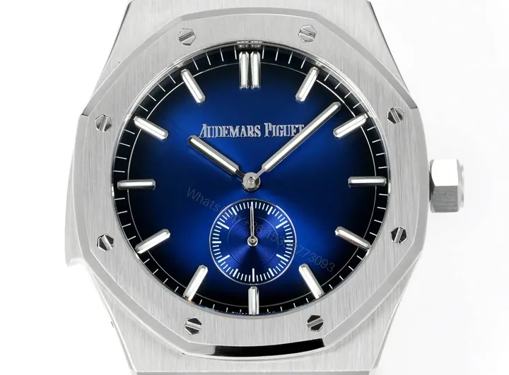 View 1 of TWA Factory Based on the provided Chinese product description and the image, here is a suitable product title for an e-commerce platform in English: **Audemars Piguet Royal Oak 26591IP Series Men’s Watch – Blue Dial, Stainless Steel Bracelet, 42mm Case