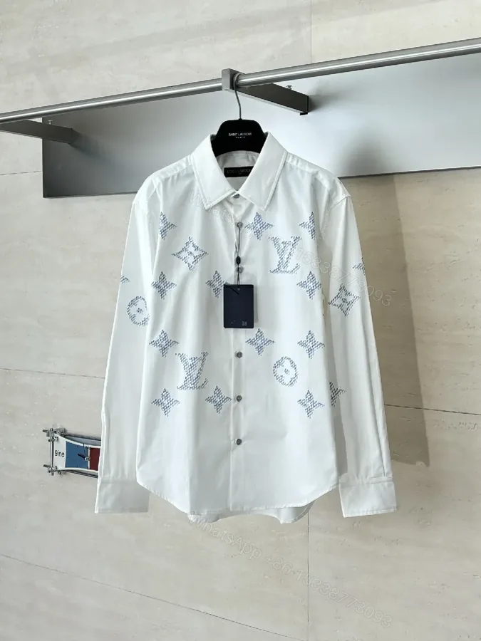 View 1 of Patterned White Shirt - Monogram Detailing, Lux Everyday Comfort