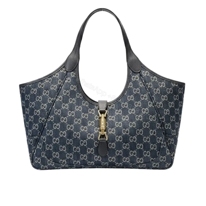 View 1 of Gucci Mercato Medium Tote Bag Denim Navy Blue 36Cm